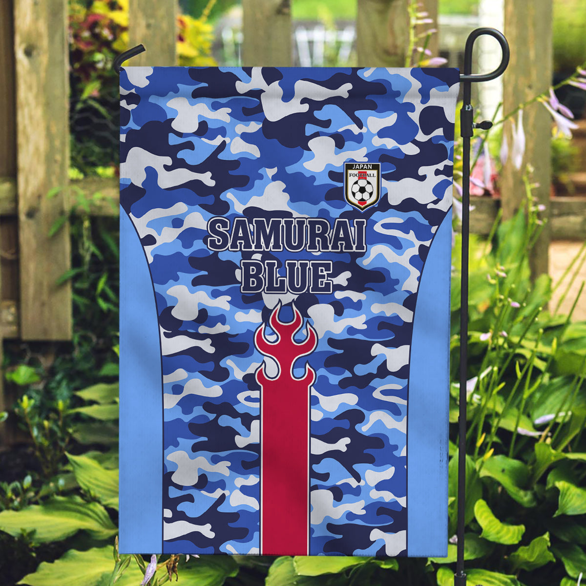 Japan Football Garden Flag Come On Samurai Blue - Wonder Print Shop