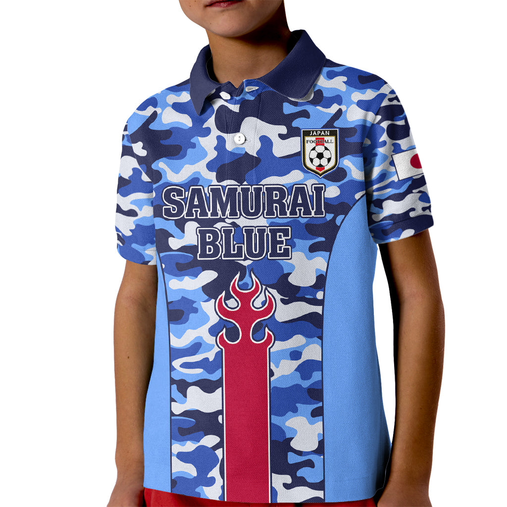 Japan Football Kid Polo Shirt Come On Samurai Blue - Wonder Print Shop