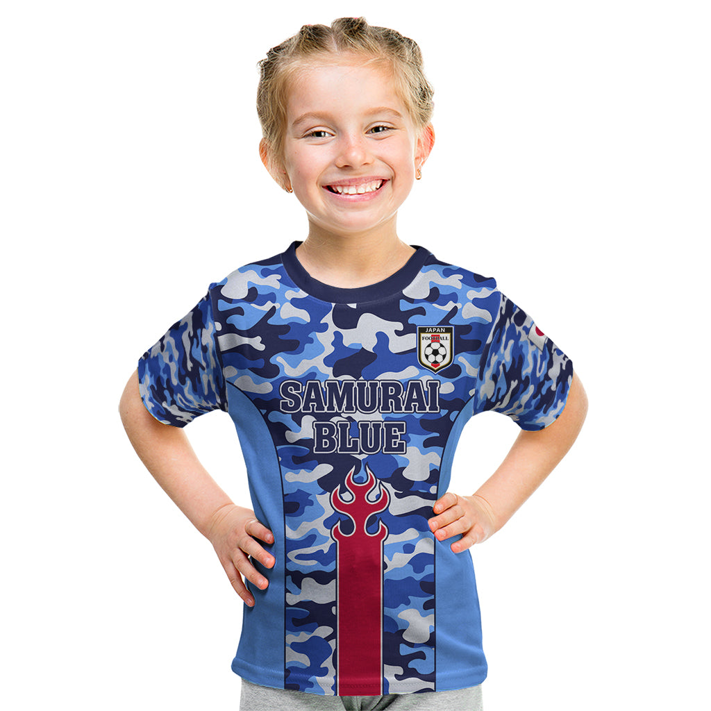 Japan Football Kid T Shirt Come On Samurai Blue - Wonder Print Shop