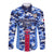 Japan Football Long Sleeve Button Shirt Come On Samurai Blue - Wonder Print Shop