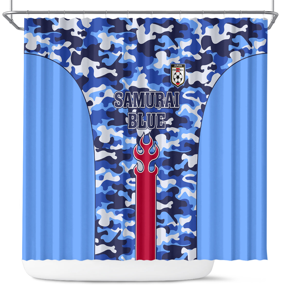 Japan Football Shower Curtain Come On Samurai Blue