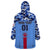 Japan Football Wearable Blanket Hoodie Come On Samurai Blue - Wonder Print Shop