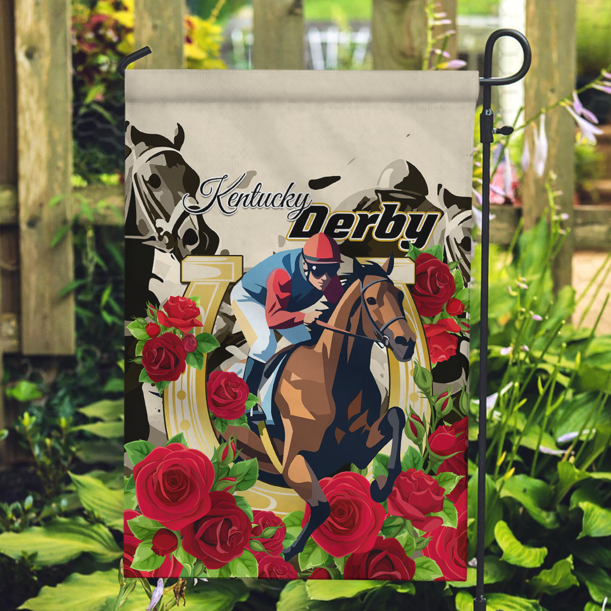 Kentucky Horse Racing Garden Flag The Run for the Roses - Wonder Print Shop