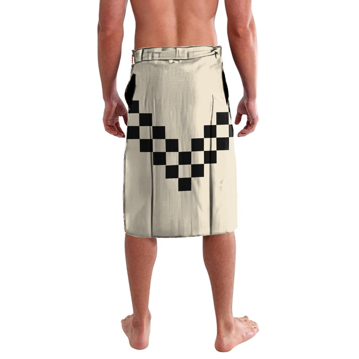 Off-white printed lavalava skirt/shorts with large black checkered design on front