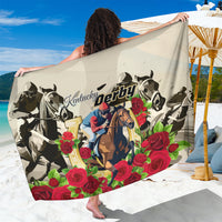 Yellow sarong with Kentucky Derby horse and roses graphic, tropical wrap cloth