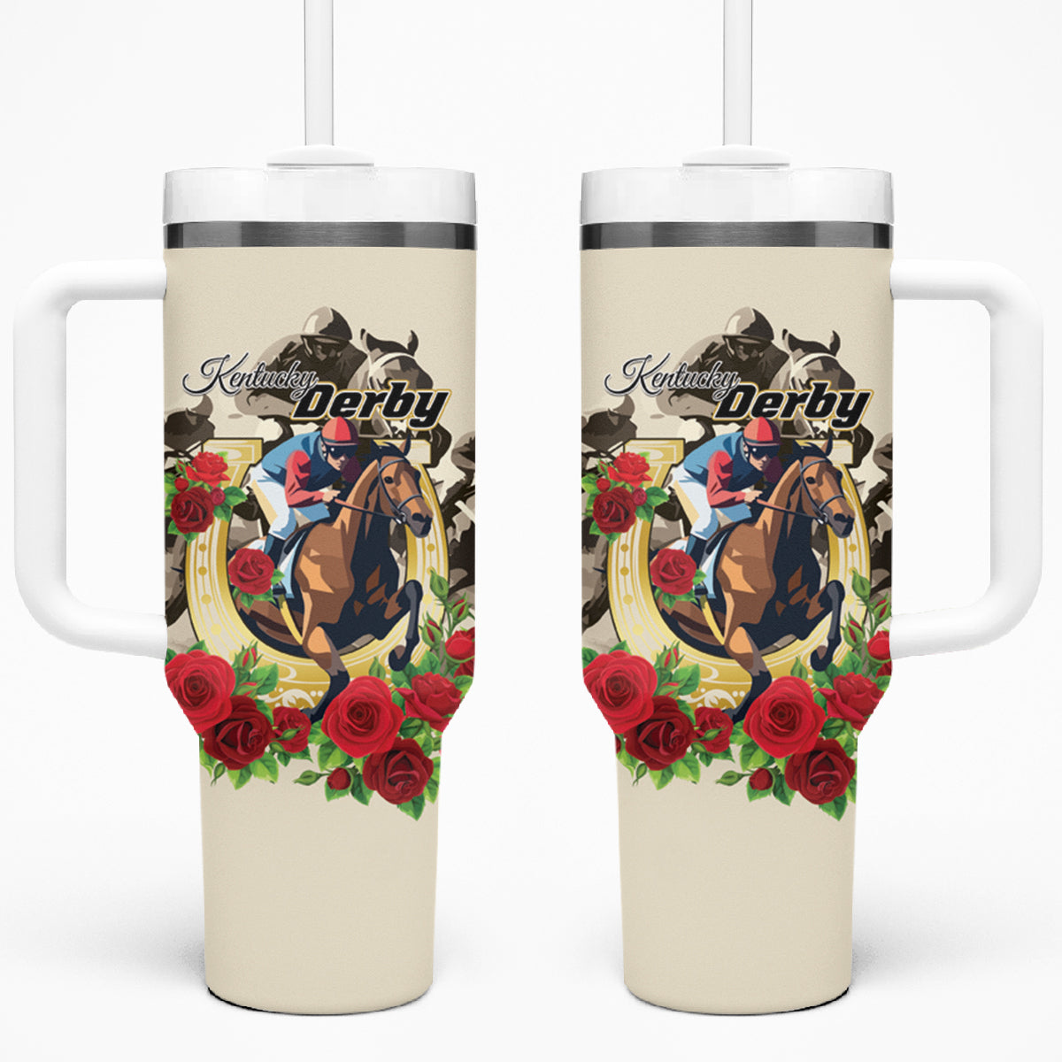 Kentucky Horse Racing Tumbler With Handle The Run for the Roses - Wonder Print Shop