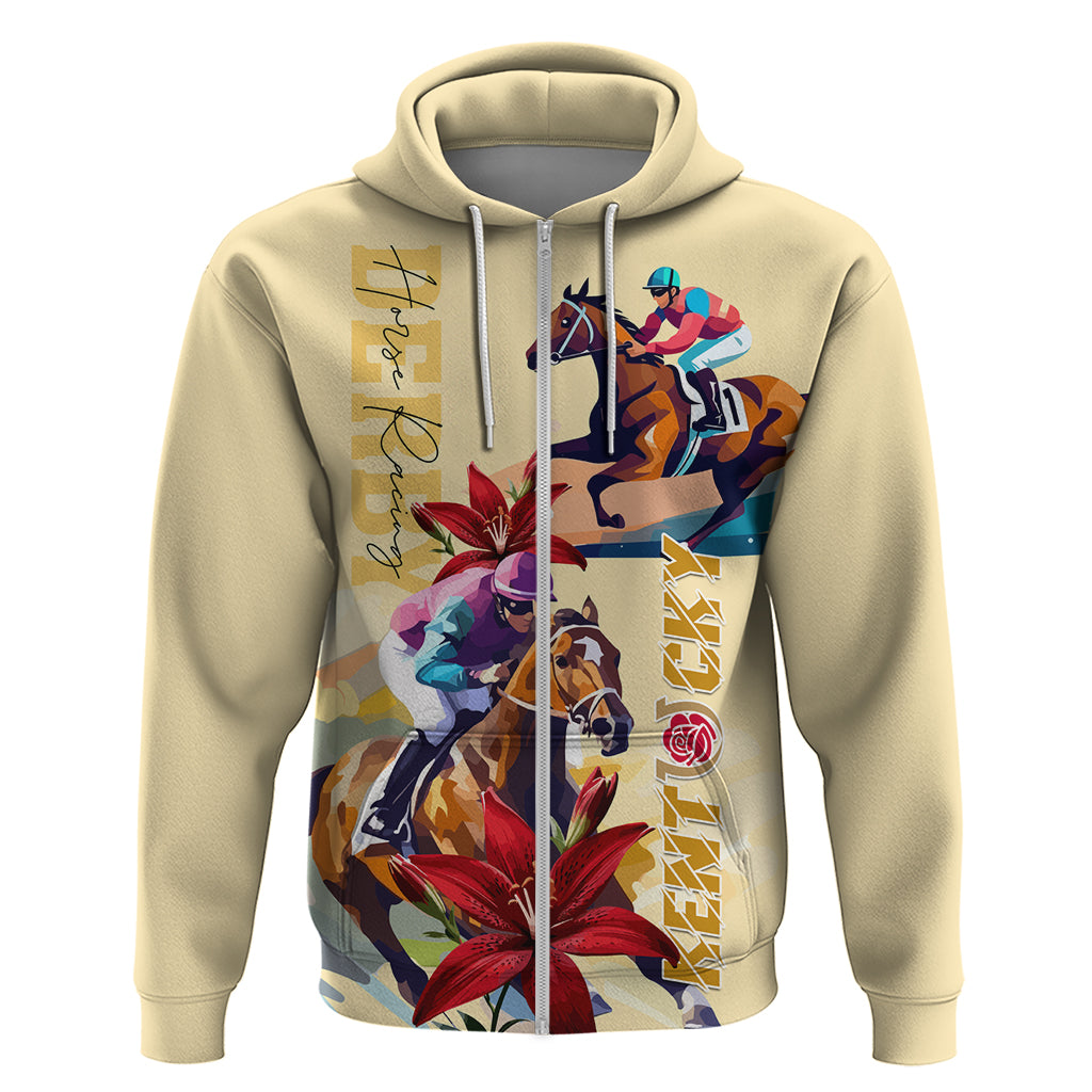 Kentucky Zip Hoodie Horse Racing Lily Stargazer - Wonder Print Shop