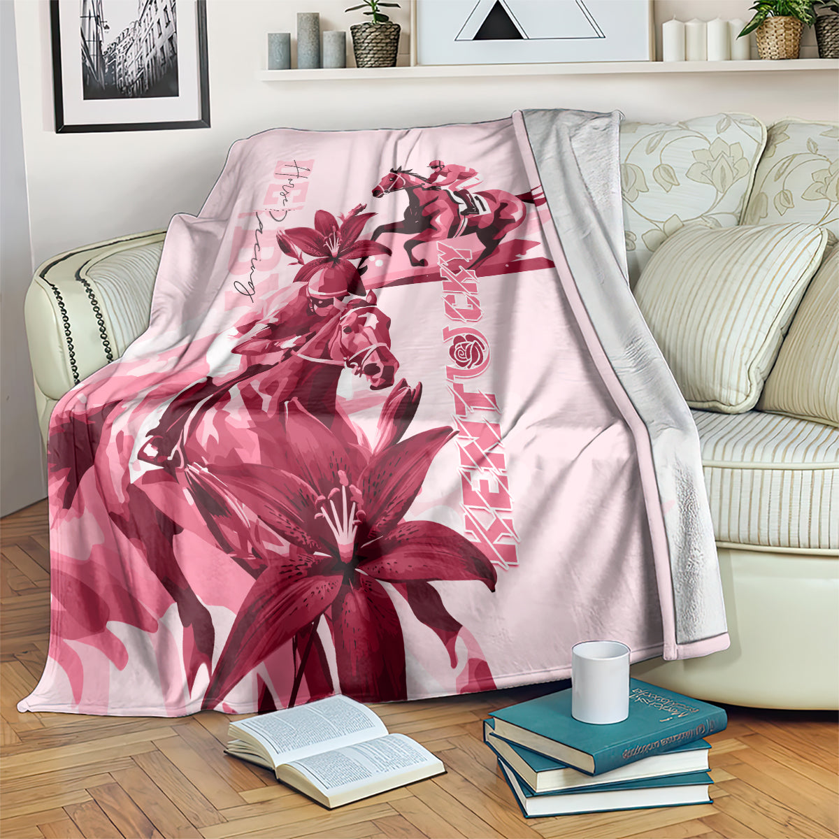 Kentucky Derby Blanket Horse Racing Lily Stargazer Pink Version