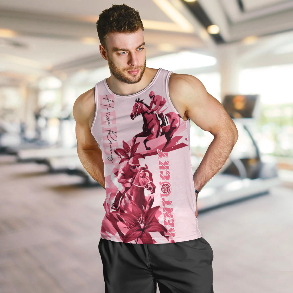 Kentucky Men Tank Top Horse Racing Lily Stargazer Pink Version - Wonder Print Shop