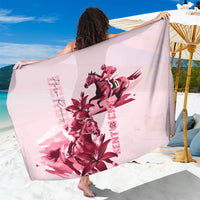 Pink sarong with horse racing and lily floral print, draped wrap fabric