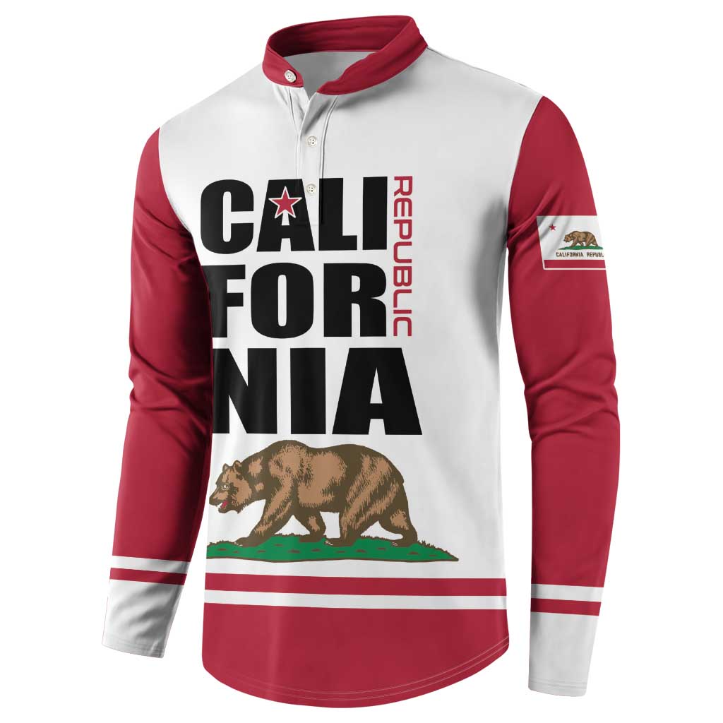 Personalized California Republic Button Sweatshirt Red Star The Bear Flag