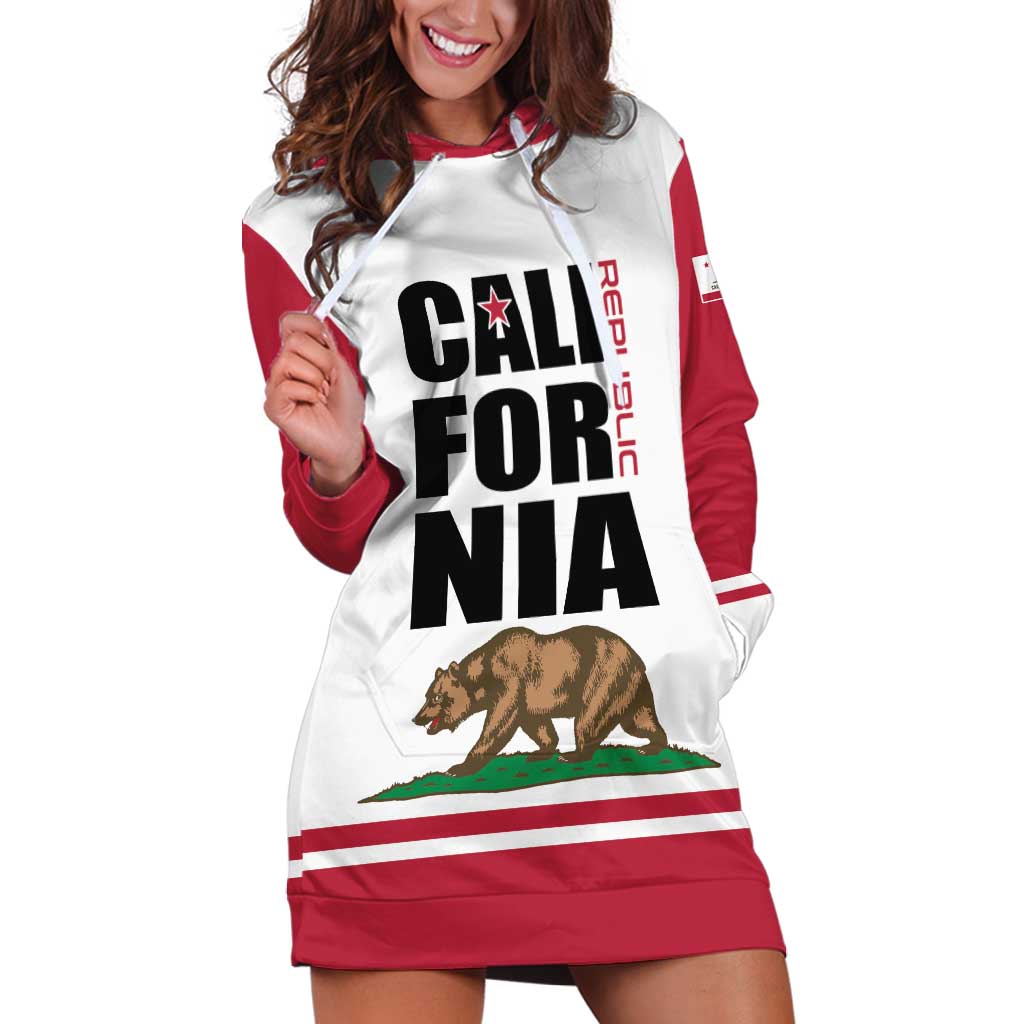 Personalized California Republic Hoodie Dress Red Star The Bear Flag