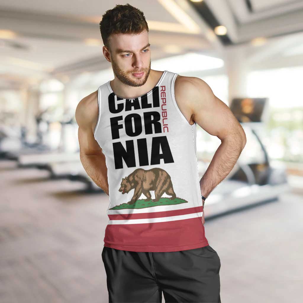 Personalized California Republic Men Tank Top Red Star The Bear Flag