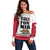 Personalized California Republic Off Shoulder Sweater Red Star The Bear Flag