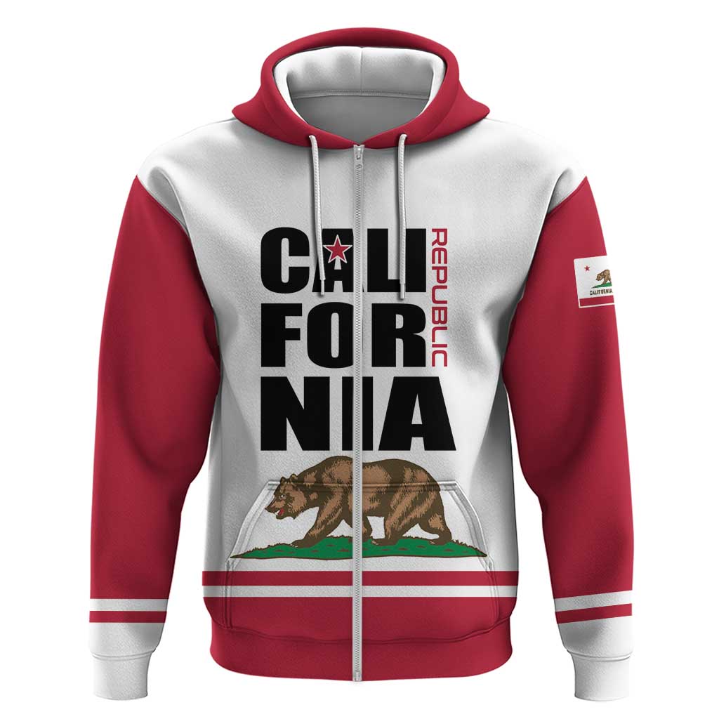 Personalized California Republic Zip Hoodie Red Star The Bear Flag