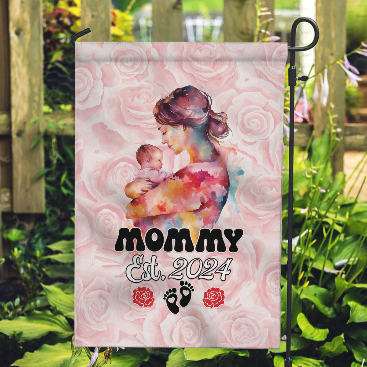 Happy Mother Day Garden Flag Mommy Est 2024 - Wonder Print Shop