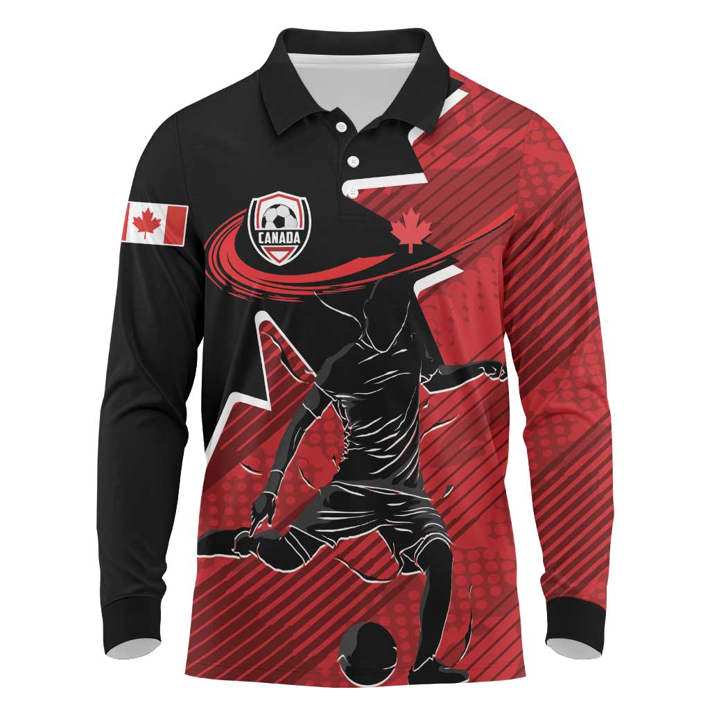 Custom Canada Soccer Long Sleeve Polo Shirt Maple Leaf Together We Rise