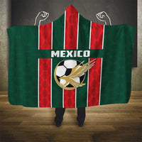 Mexico football hooded blanket with hood, green-red striped design and crest