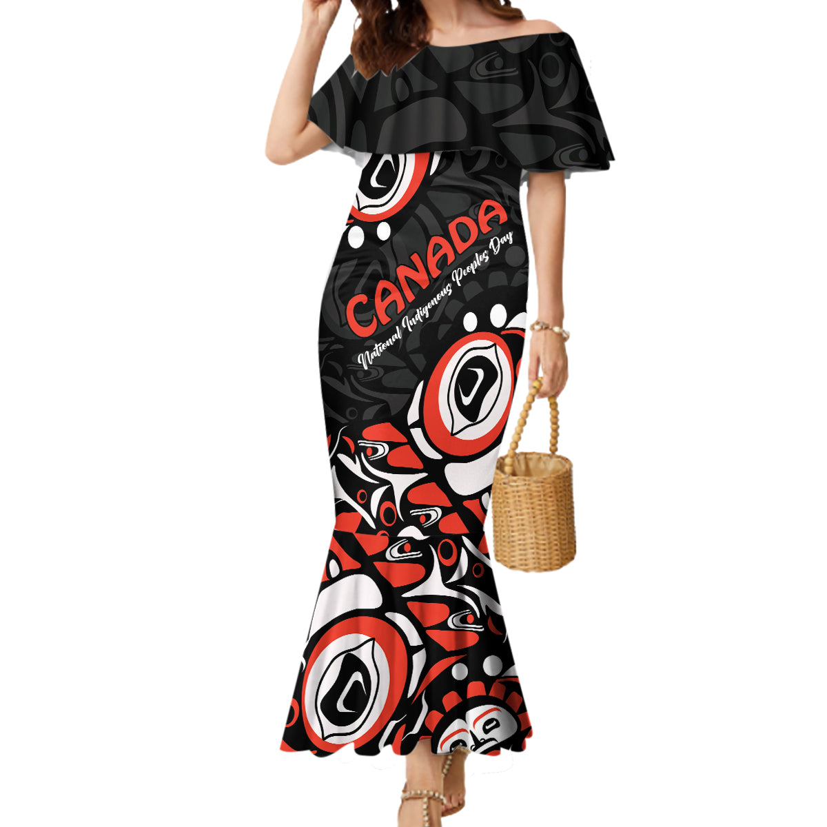 Canada National Indigenous Peoples Day 2024 Mermaid Dress Haida Pattern - Wonder Print Shop