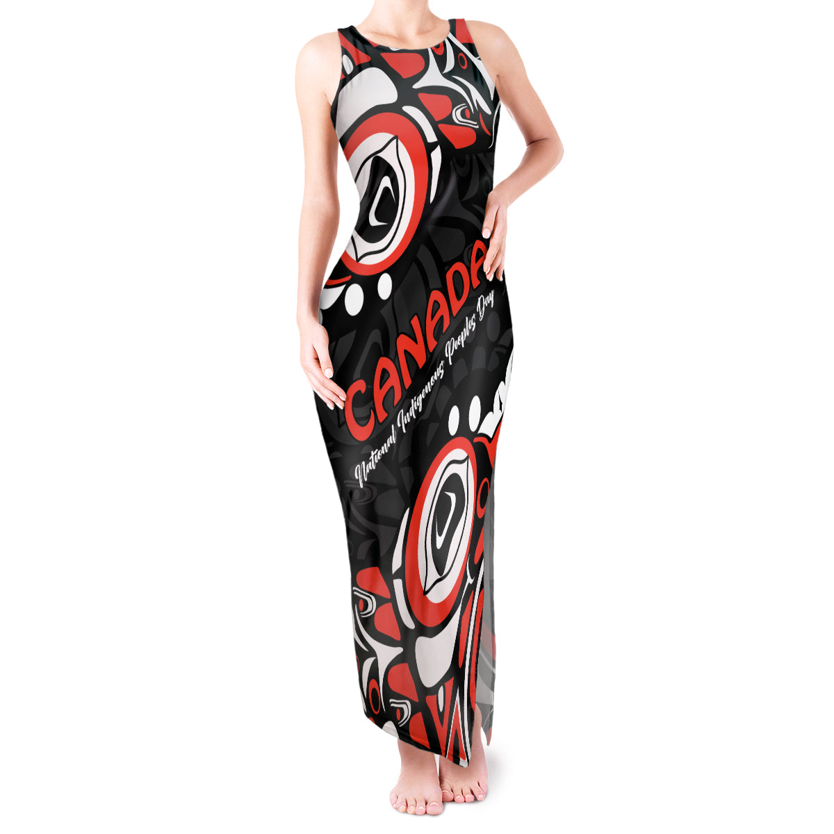 Canada National Indigenous Peoples Day 2024 Tank Maxi Dress Haida Pattern