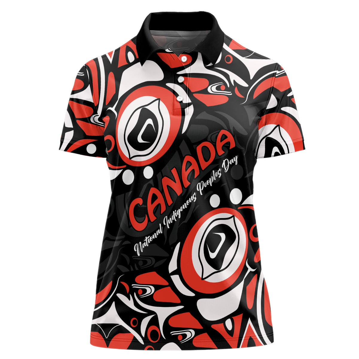 Canada National Indigenous Peoples Day 2024 Women Polo Shirt Haida Pattern