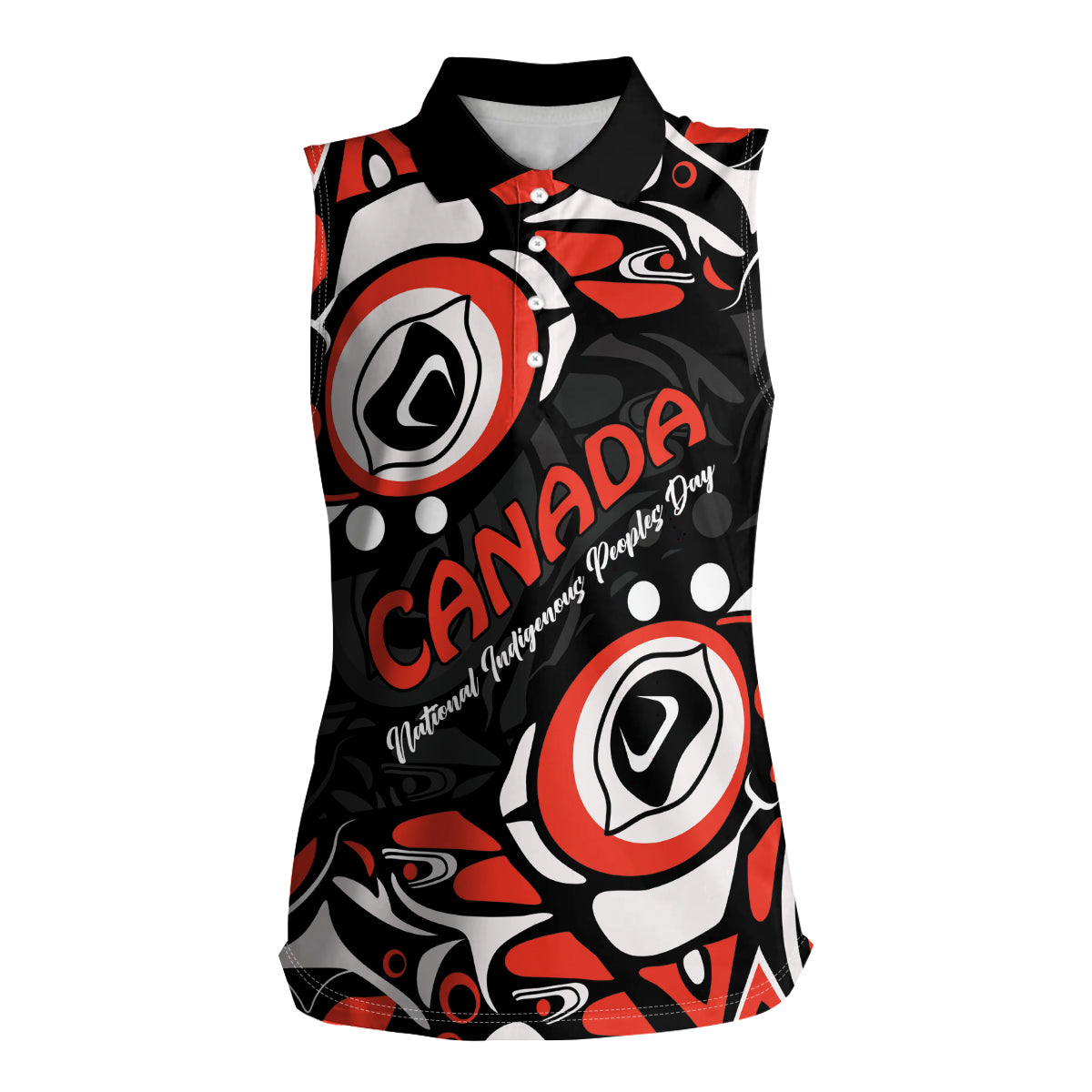 Canada National Indigenous Peoples Day 2024 Women Sleeveless Polo Shirt Haida Pattern