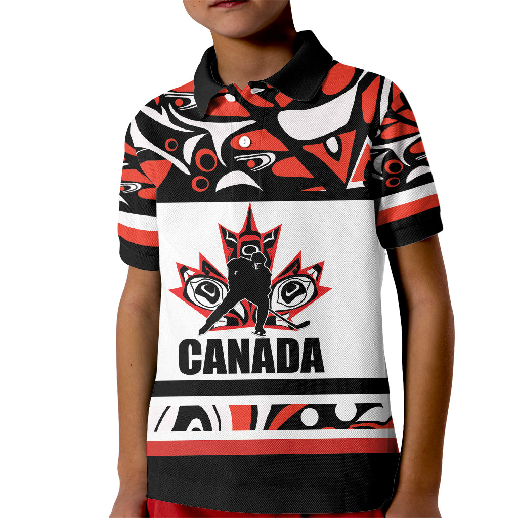 Canada Hockey 2024 Kid Polo Shirt Haida Maple Leaf - Wonder Print Shop