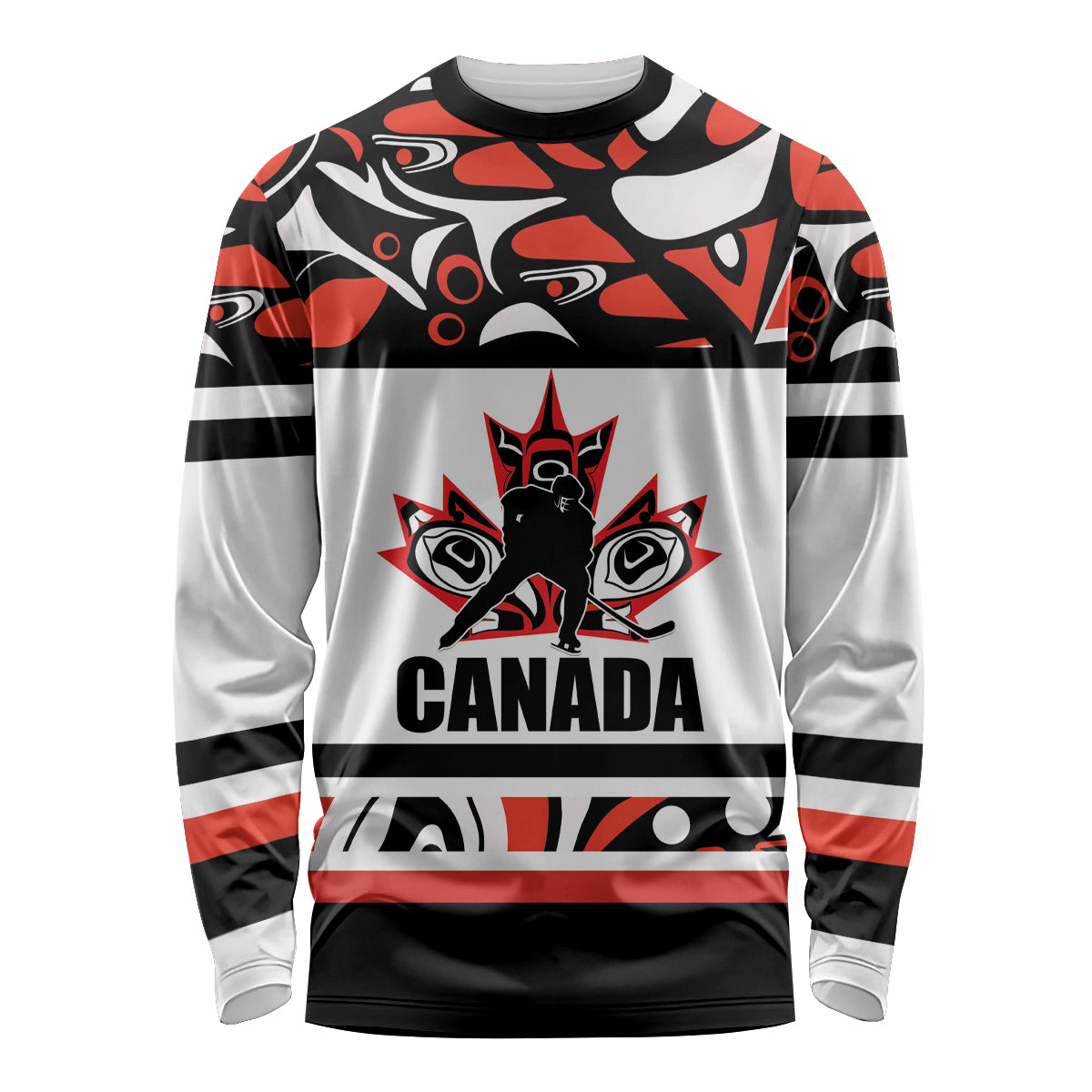 Canada Hockey 2024 Long Sleeve Shirt Haida Maple Leaf - Wonder Print Shop