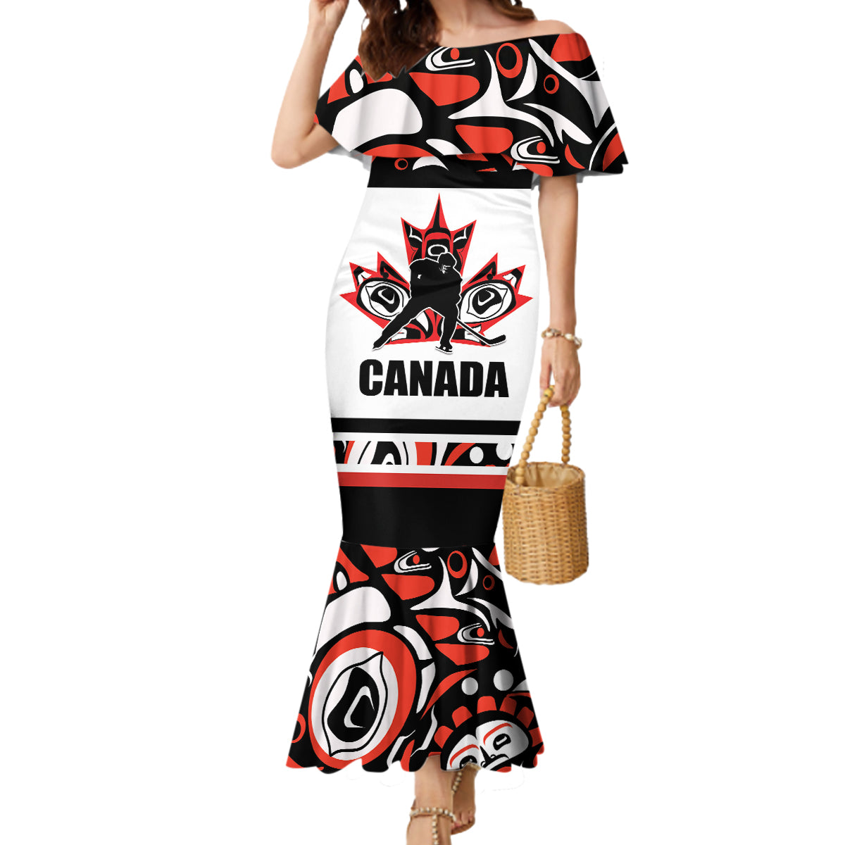 Canada Hockey 2024 Mermaid Dress Haida Maple Leaf - Wonder Print Shop