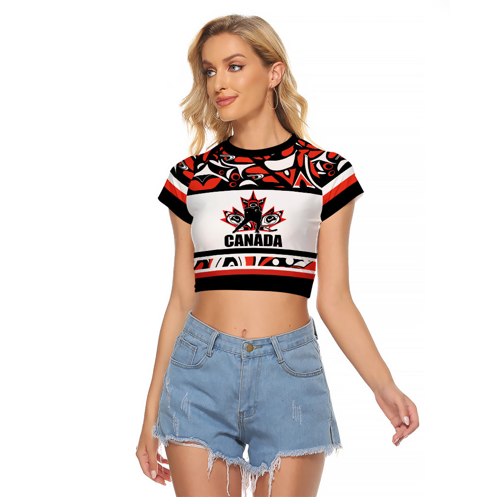 Canada Hockey 2024 Raglan Cropped T Shirt Haida Maple Leaf