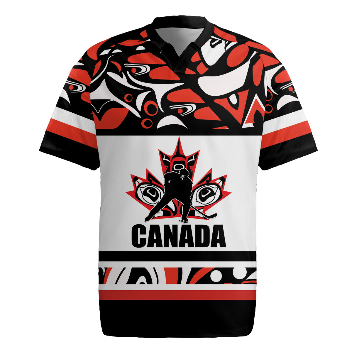 Canada Hockey 2024 Rugby Jersey Haida Maple Leaf