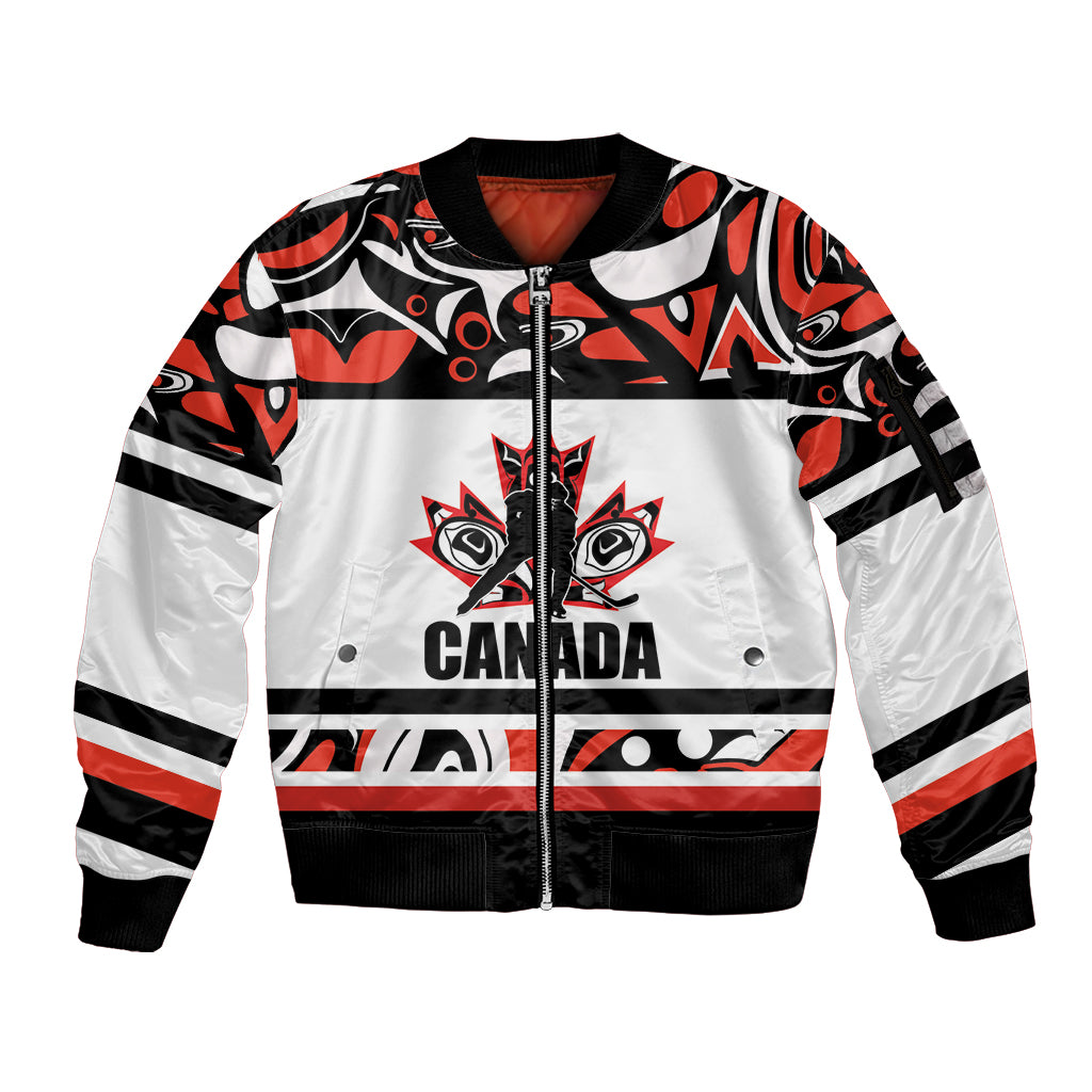 Canada Hockey 2024 Sleeve Zip Bomber Jacket Haida Maple Leaf