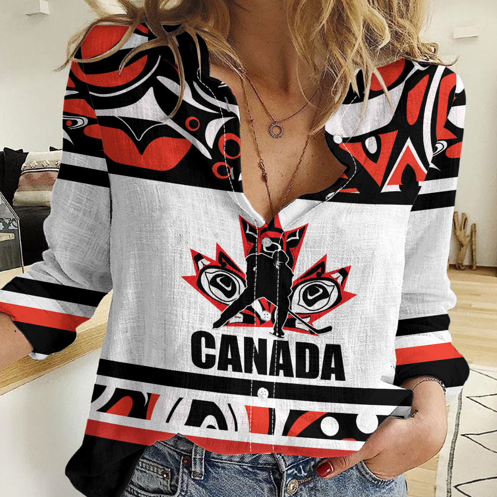 Canada Hockey 2024 Women Casual Shirt Haida Maple Leaf