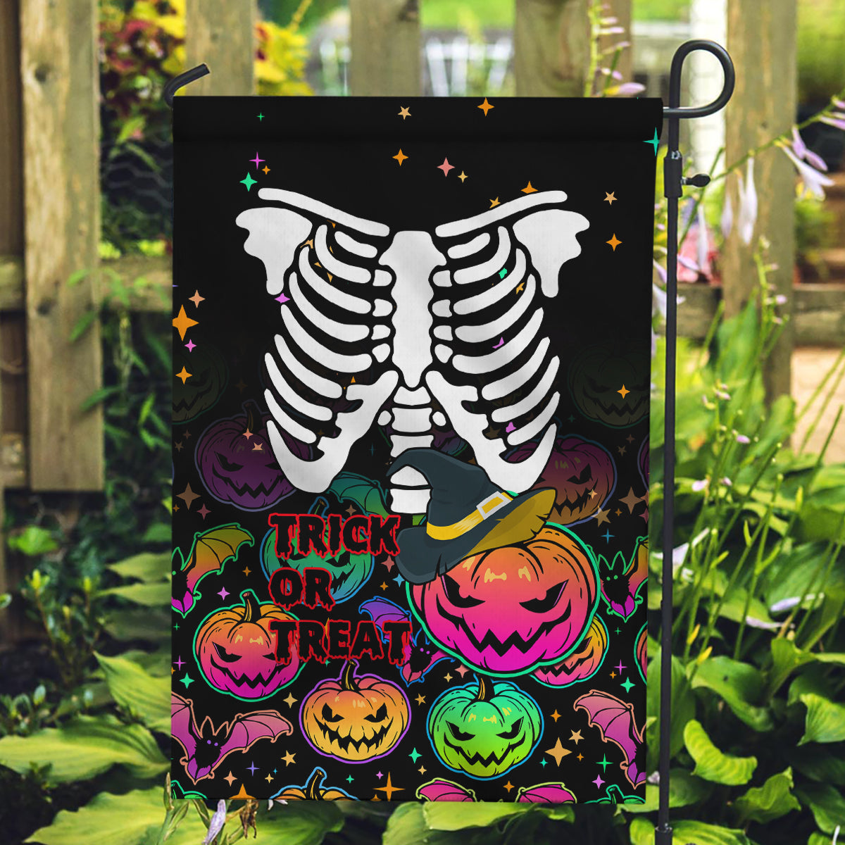 Halloween Skeleton Garden Flag Trick or Treat Witch Pumpkin Colorful - Wonder Print Shop