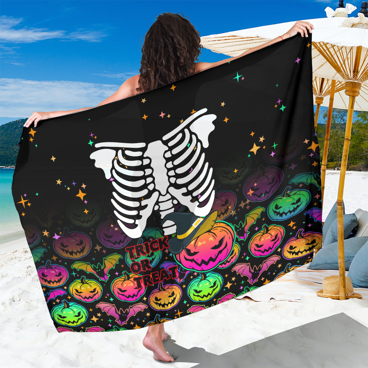 halloween-skeleton-sarong-trick-or-treat-witch-pumpkin-colorful