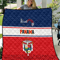 Panama Independence Day quilt coat with blue, white, and red flag design and crest center
