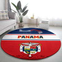 Round carpet rug with Panama coat of arms, red and blue flag stripes, round shape