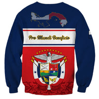 Unisex crewneck sweatshirt, back graphic with 'Pro Munda Beneficio' and coat of arms crest