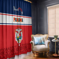 Window curtain panel with Panama coat of arms, red and blue flag-style design