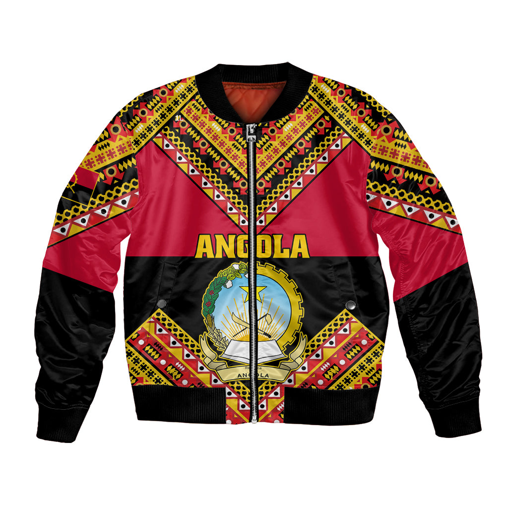 Angola Independence Day Bomber Jacket Coat Of Arms Samakaka Pattern - Wonder Print Shop