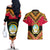 Angola Independence Day Couples Matching Off The Shoulder Long Sleeve Dress and Hawaiian Shirt Coat Of Arms Samakaka Pattern - Wonder Print Shop