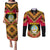 Angola Independence Day Couples Matching Puletasi Dress and Long Sleeve Button Shirts Coat Of Arms Samakaka Pattern - Wonder Print Shop