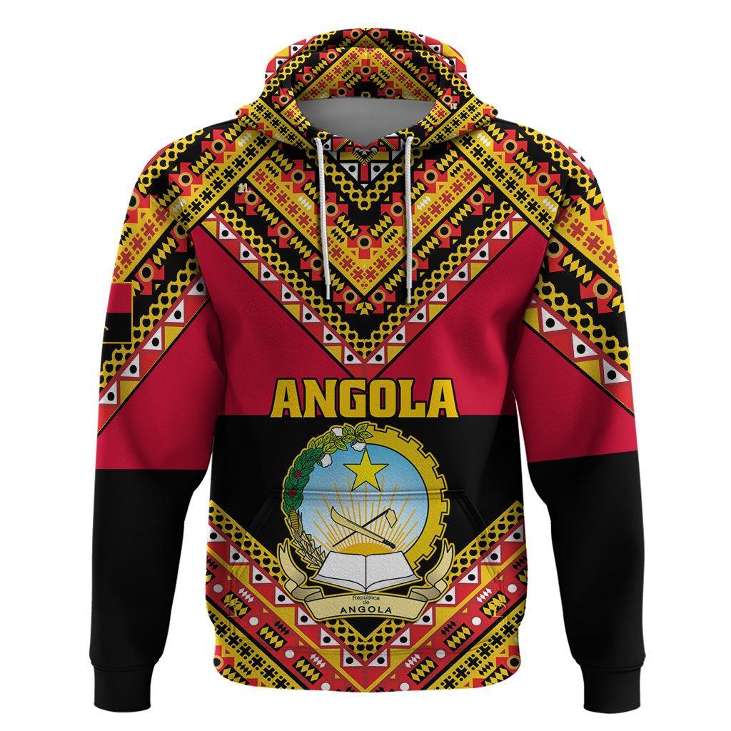 Angola Independence Day Hoodie Coat Of Arms Samakaka Pattern - Wonder Print Shop