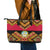 Angola Independence Day Leather Tote Bag Coat Of Arms Samakaka Pattern - Wonder Print Shop