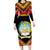 Angola Independence Day Long Sleeve Bodycon Dress Coat Of Arms Samakaka Pattern - Wonder Print Shop