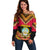 Angola Independence Day Off Shoulder Sweater Coat Of Arms Samakaka Pattern - Wonder Print Shop