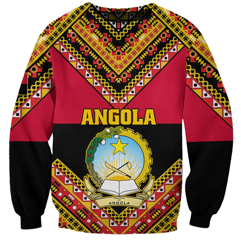 Angola Independence Day Sweatshirt Coat Of Arms Samakaka Pattern - Wonder Print Shop