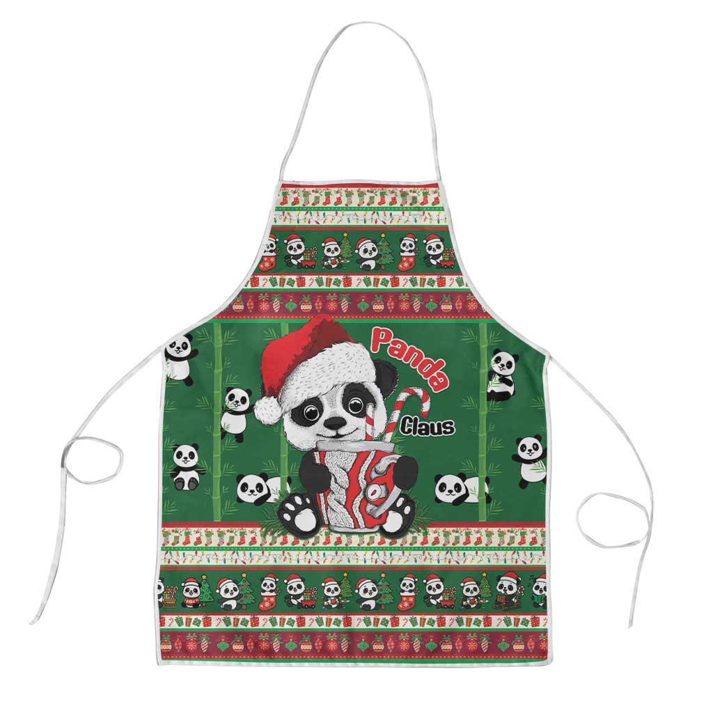 Cute Panda Claus Christmas Apron Panda Santa Claus - Wonder Print Shop