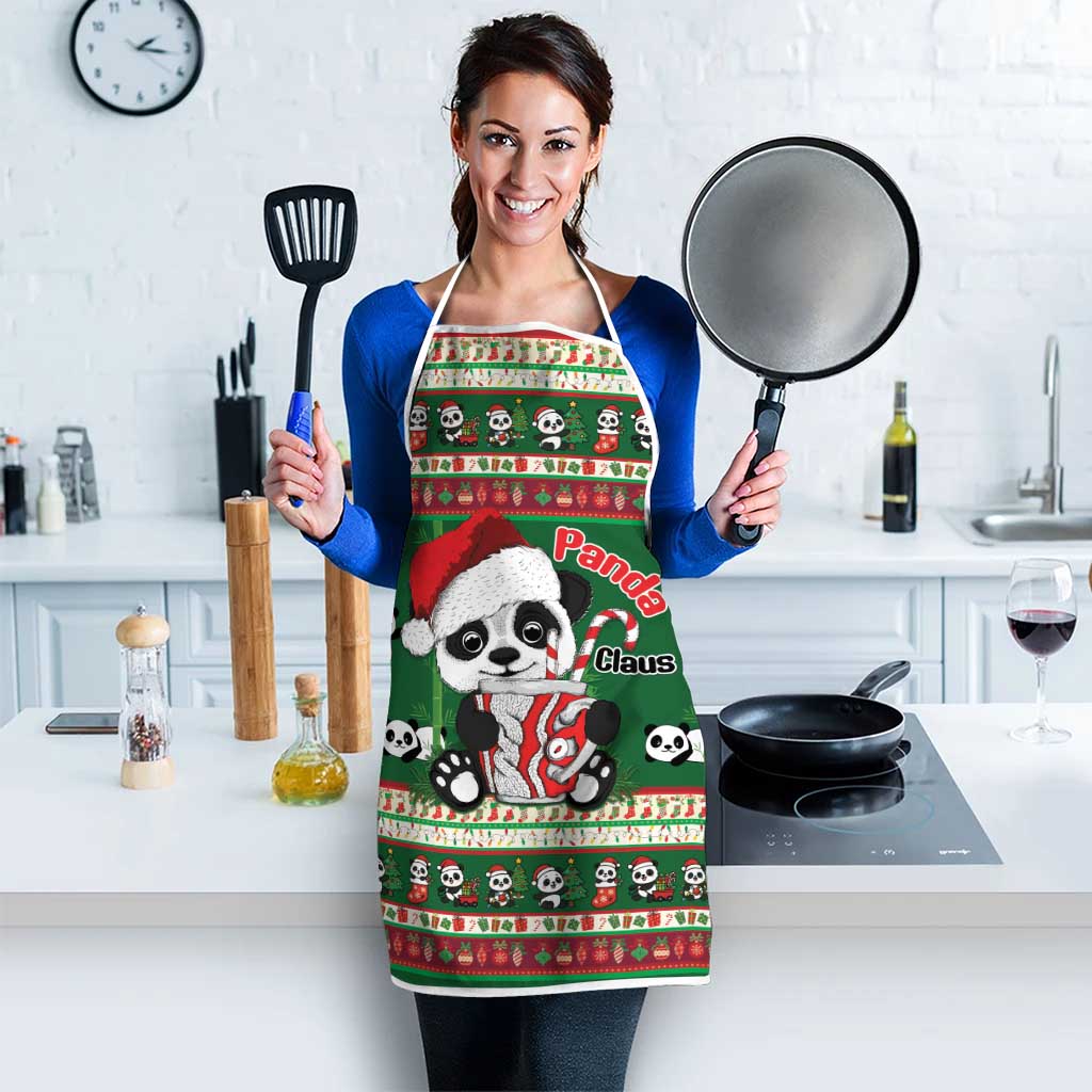 Cute Panda Claus Christmas Apron Panda Santa Claus - Wonder Print Shop