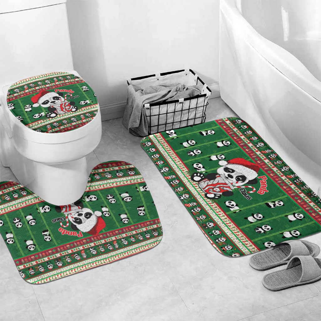 Cute Panda Claus Christmas Bathroom Set Panda Santa Claus - Wonder Print Shop